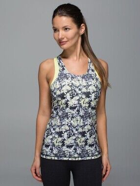 Lululemon Black and Yellow Floral Racerback Tank